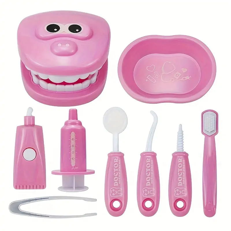 product-fancy-e2b818c7-ffeb-439c-a73c-7c2401c05472 Играчка “Зъболекарски кабинет”, комплект от 9 части: зъби, четка, инструменти, детска забавна и образователна игра