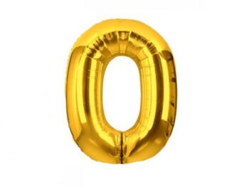 Златни цифри фолиеви балони, цифри от 0 до 9, височина 101,6см - Цифра 0