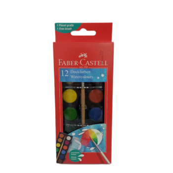 Комплект водни боички 12 цвята с четка за рисуване Faber Castell