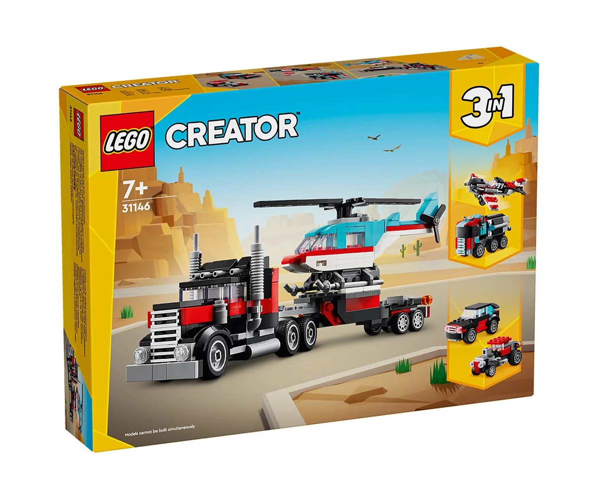 Детски комплект за игра LEGO® Creator 31146 - Камион с платформа и хеликоптер Конструктор ЛЕГО Creator 31146