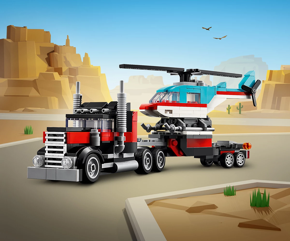 Детски комплект за игра LEGO® Creator 31146 - Камион с платформа и хеликоптер thumb 4 Конструктор ЛЕГО Creator 31146 thumb 4