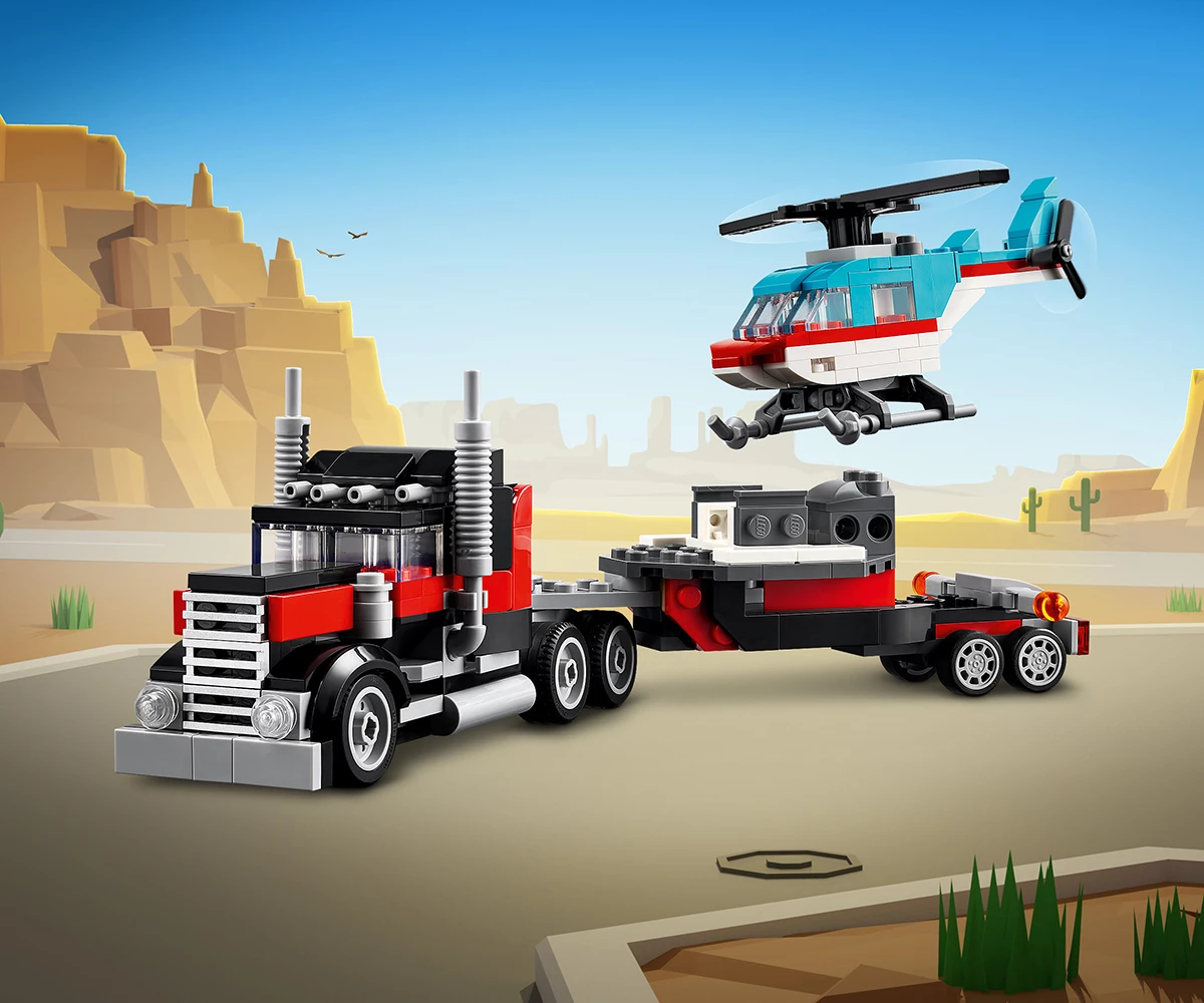 Детски комплект за игра LEGO® Creator 31146 - Камион с платформа и хеликоптер thumb 10 Конструктор ЛЕГО Creator 31146 thumb 10