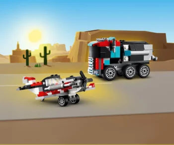 Детски комплект за игра LEGO® Creator 31146 – Камион с платформа и хеликоптер