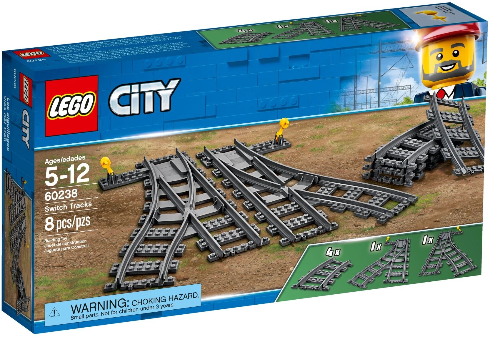 Детски комплект за игра LEGO® City 60238 - Релси и стрелки Конструктор ЛЕГО City 60238