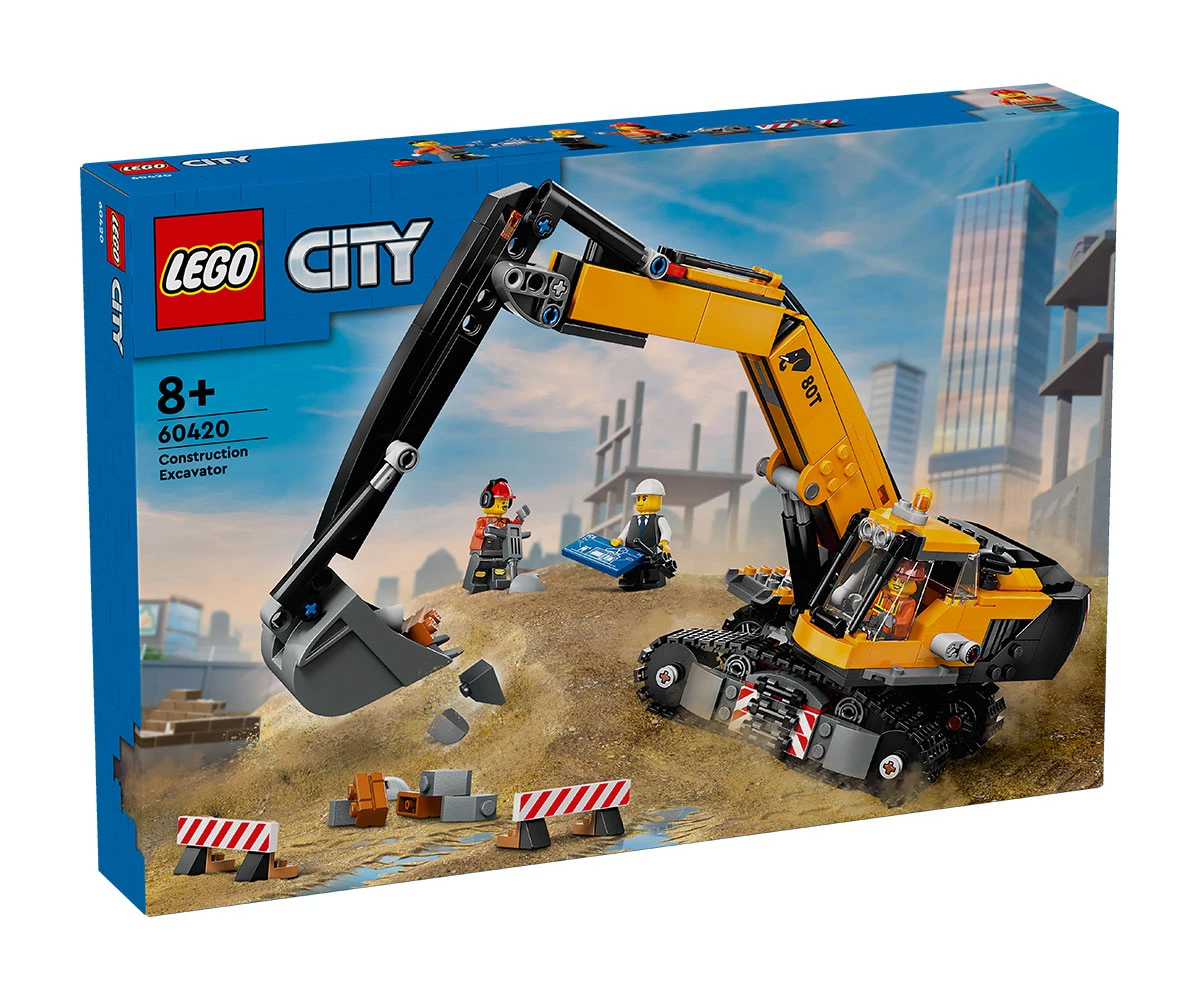Детски комплект за игра LEGO® City 60420 - Жълт строителен екскаватор Конструктор ЛЕГО City 60420