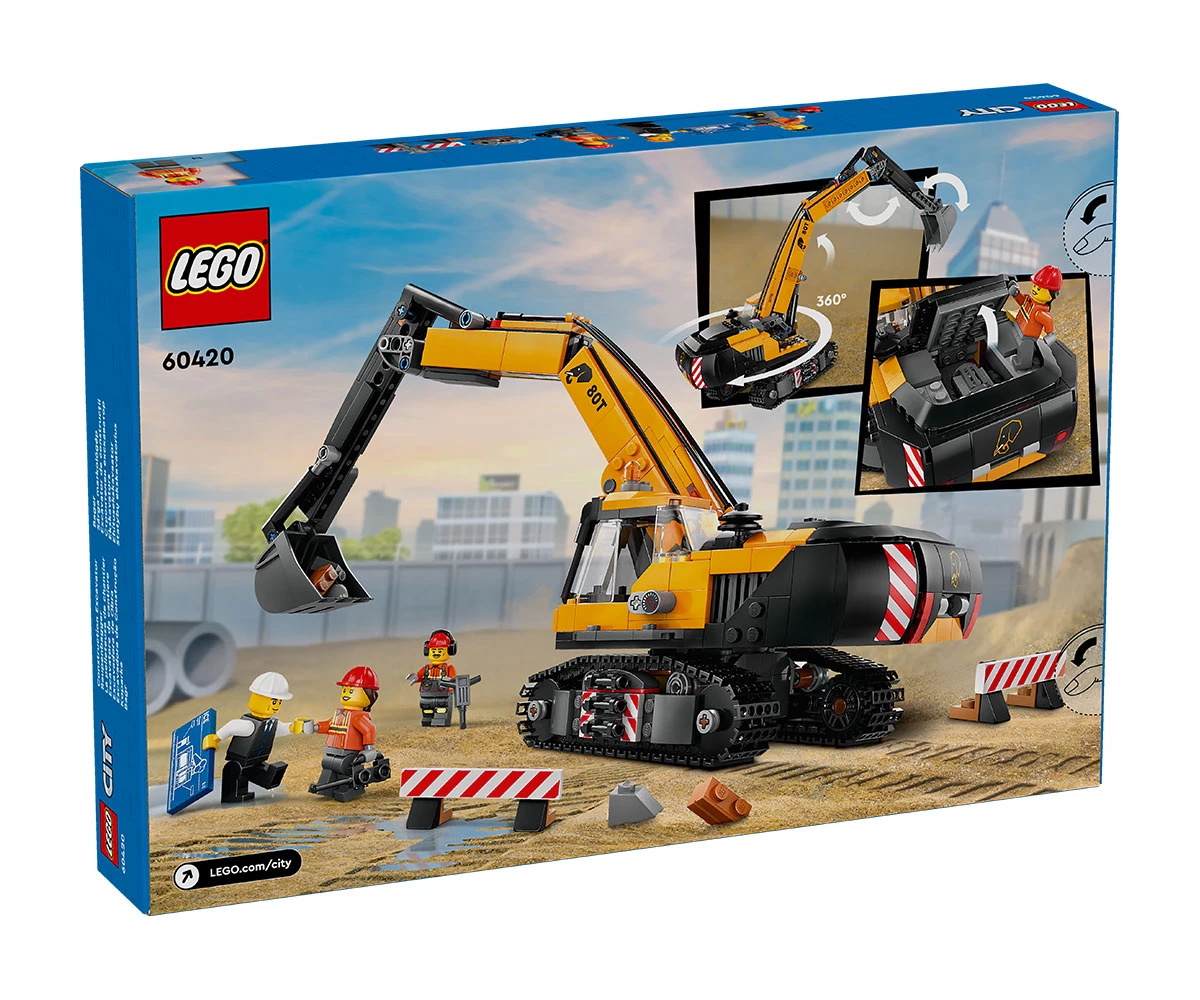 Детски комплект за игра LEGO® City 60420 - Жълт строителен екскаватор thumb 2 Конструктор ЛЕГО City 60420 thumb 2