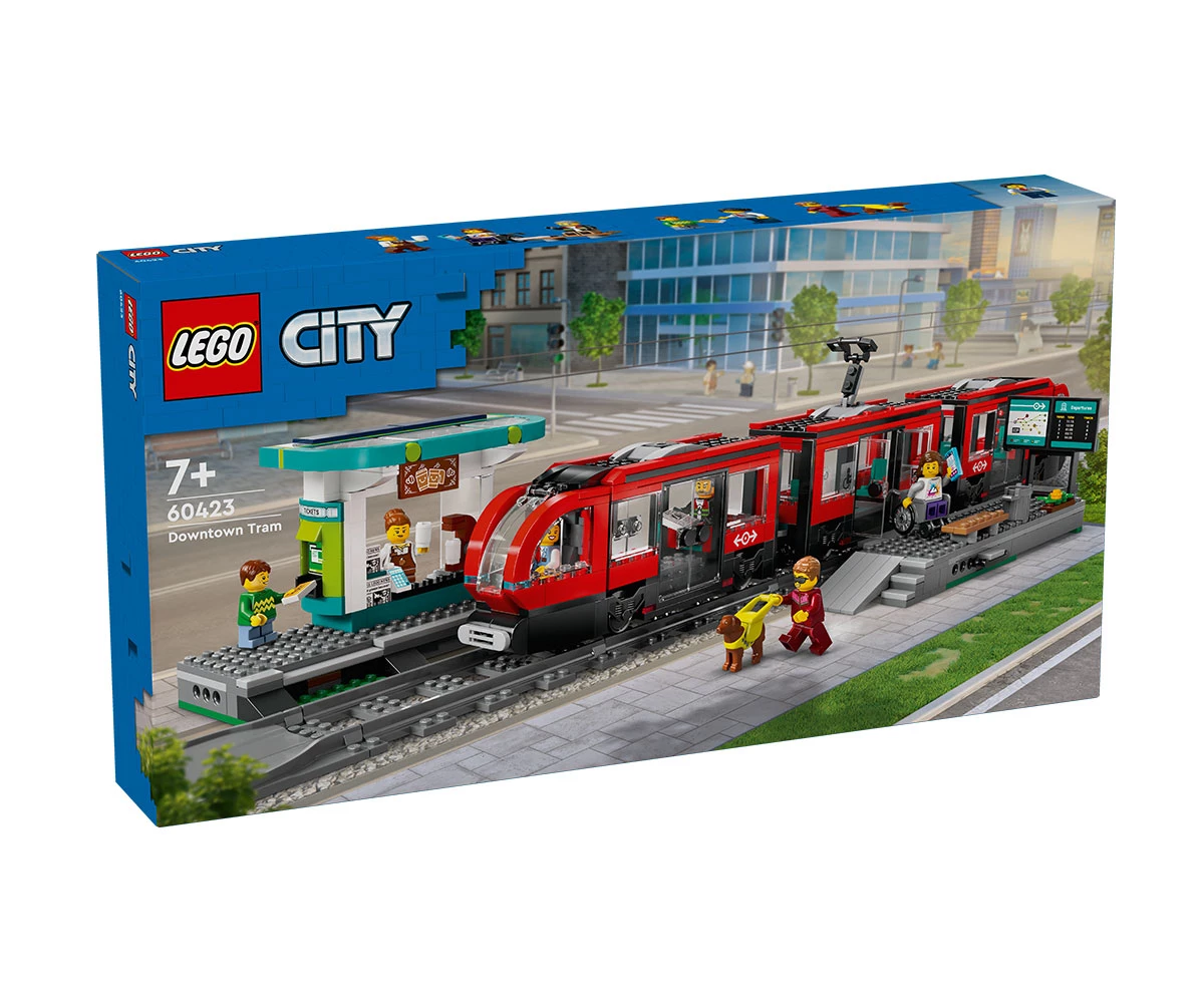 Детски комплект за игра LEGO® City 60423 - Трамвай и гара в центъра на града Конструктор ЛЕГО City 60423