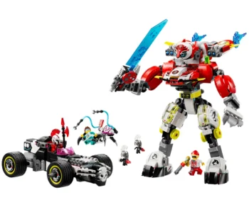 Детски комплект за игра LEGO® DREAMZzz™ 71497 – Тигър-робот на Купър и кола драгстер на Zero