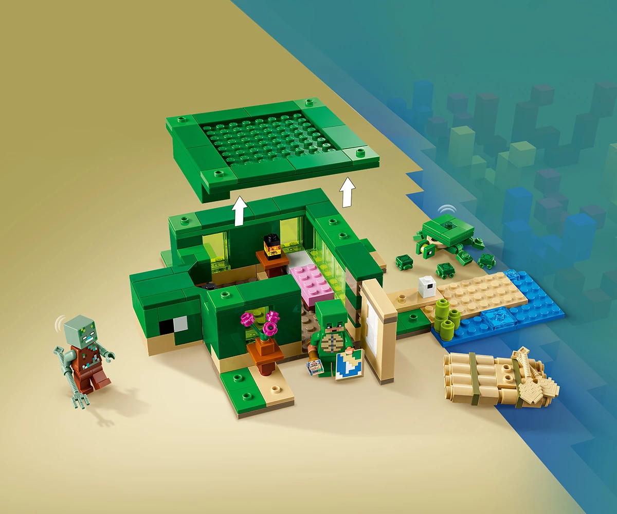 Детски комплект за игра LEGO® Minecraft™ 21254 - Къща на плажа на костенурките thumb 6 Конструктор ЛЕГО Minecraft 21254 thumb 6