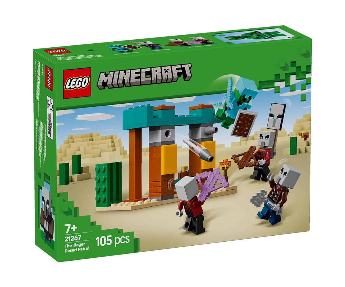 Детски комплект за игра LEGO® Minecraft™ 21267 - Пустинният патрул на злобарите Конструктор ЛЕГО Minecraft 21267