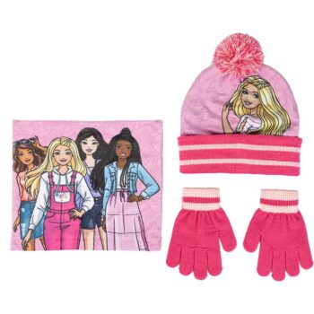 Комплект от 3 части зимна шапка, шал и ръкавици Barbie (Барби)