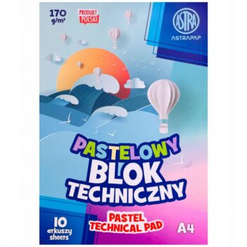 Технически блок, Astra, Пастелни цветове, A4, 10 листа