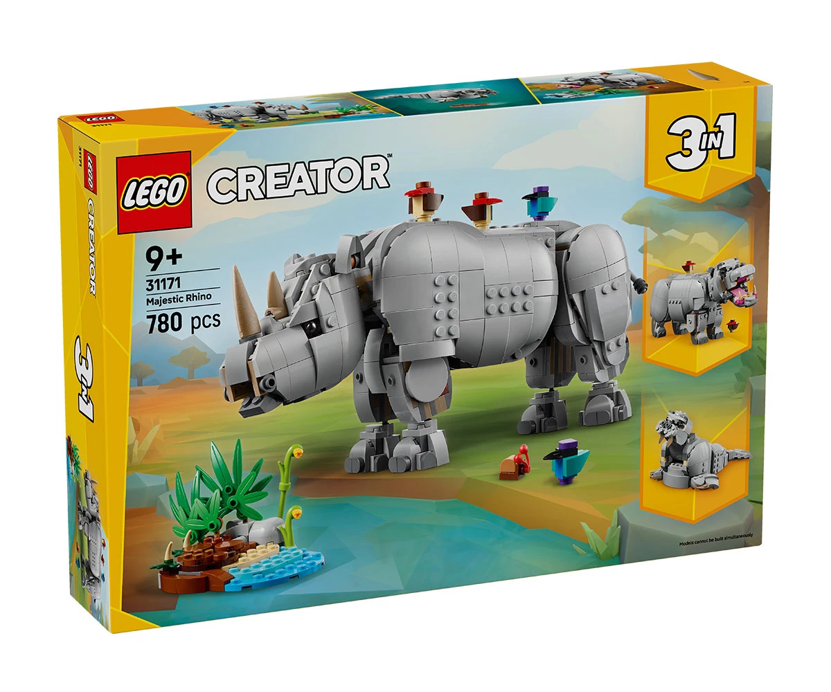 Детски комплект за игра LEGO® Creator 31171 - Диви животни: Величествен носорог с птици LEGO® Creator 31171 - Wild Animals: Majestic rhino with birds