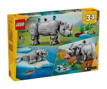 Детски комплект за игра LEGO® Creator 31171 – Диви животни: Величествен носорог с птици