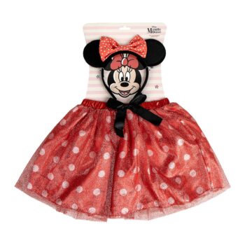 Комплект аксесоари за парти Minnie Mouse, включващ червена пола и диадема с панделка
