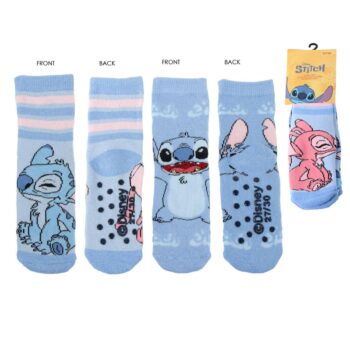 Детски чорапи Stitch  за момиче с защита от хлъзгане, комплект от два чифта чорапи