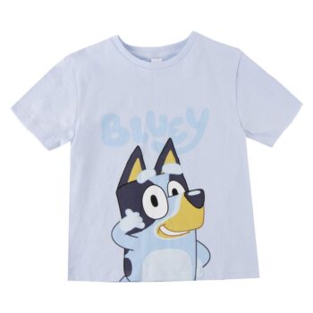 Памучна детска тениска за момче Блуи (Bluey), синя тениска с къс ръкав за момче 100% памук