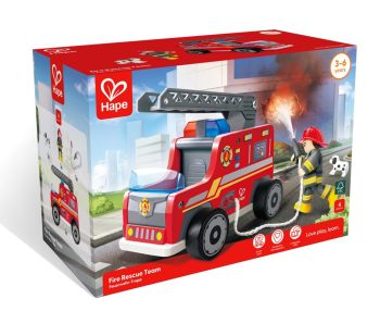 Дървен комплект, Hape, Пожарна кола, 4 части