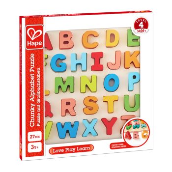 Дървен пъзел, Hape, Азбука главни букви, 27 части