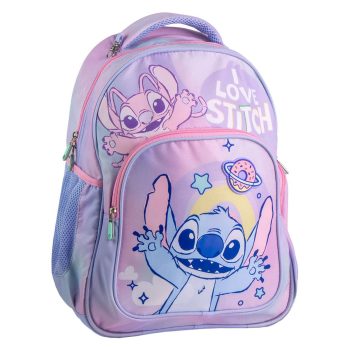 Ученическа раница за момиче Стич и Ейнджъл (Stitch & Angel), 45 см, с две отделения и преден джоб