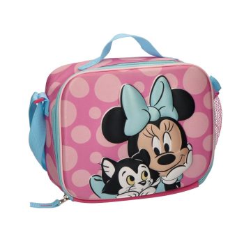 Детска 3D термо чанта за храна Мини Маус (Minnie Mouse) и Фигаро, с презрамка, розова