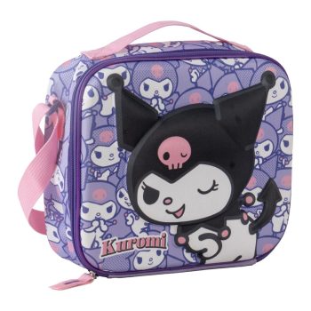 Детска 3D термо чанта за храна Куроми (Kuromi) от Hello Kitty and Friends, с презрамка, лилава