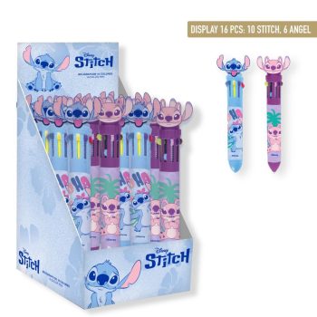 Многоцветна химикалка Stitch и Angel 10 цвята