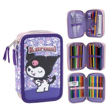 Троен пълен несесер с аксесоари Hello Kitty Kuromi