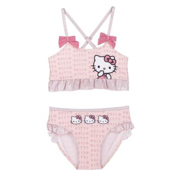 Детски бански от две части Hello Kitty (Хелоу Кити) за момиче с панделки, розов