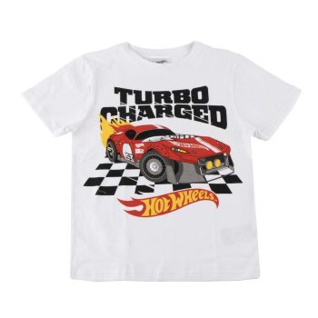 Памучна детска тениска за момче Hot Wheels, къс ръкав, 100% памук