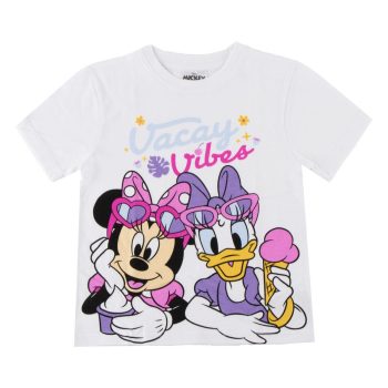 Памучна детска тениска за момиче Мини Маус (Minnie Mouse) и Дейзи Дък (Daisy Duck), къс ръкав, 100% памук