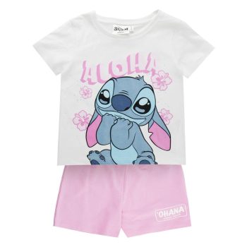 Памучен детски комплект за момиче Стич (Stitch) – тениска с къс ръкав и къси панталони, 100% памук