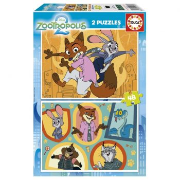 Пъзел, Educa, Zootopia, 2 в 1, 2 х 48 части