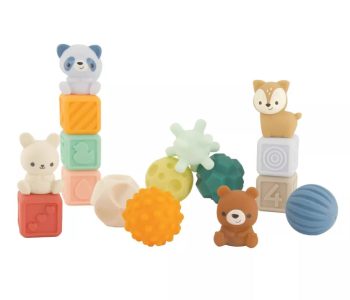 Комплект бебешки сензорни играчки, Infantino, Меки цветове, 16 бр.