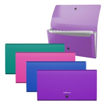 Папка с копче ErichKrause® Matt Vivid, Check size с 12 джоба, микс