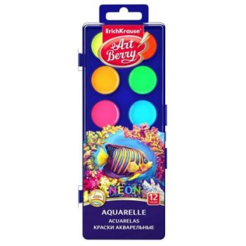 Aкварелни бои ErichKrause ArtBerry® Neon 12 цвята с  UV защита