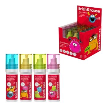 Бяло PVA лепило ErichKrause® Jolly Friends, 35 мл, асорти