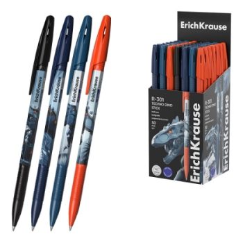 Химикалка ErichKrause® R-301 Stick Techno Dino 0.7mm