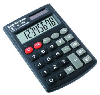 Калкулатор ErichKrause® PС-102, черен, 8 разряден (кутия 1 бр.)
