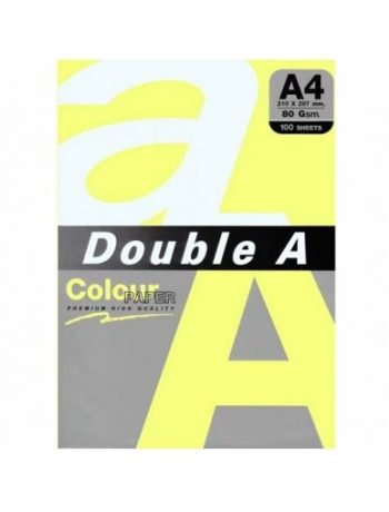 Цветна хартия Double A, A4, 100 листа, жълт пастел