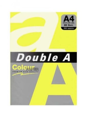 Цветна хартия Double A, A4, 100 листа, лимонено жълт