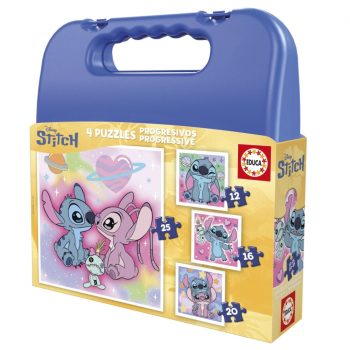 Пъзел в куфарче, Stitch 4 в 1, 12-16-20-25 части