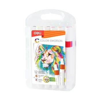 Акрилни маркери Deli Color Emotion EC193-12, 12 цвята, PP опаковка