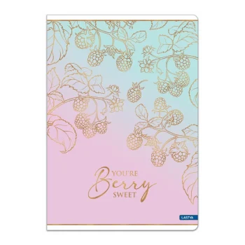Тетрадка LASTVA Berry, A4, 52 л., линиран офсет 80 г, корица 300 г, мат ламинат, релефно фолио