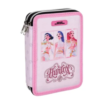 Ученически несесер K-Pop Demon Hunters Huntrix Pink с две отделения и съдържание