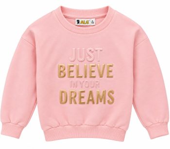 Блуза за момиче с дълъг ръкав „Just Believe in Your Dreams"